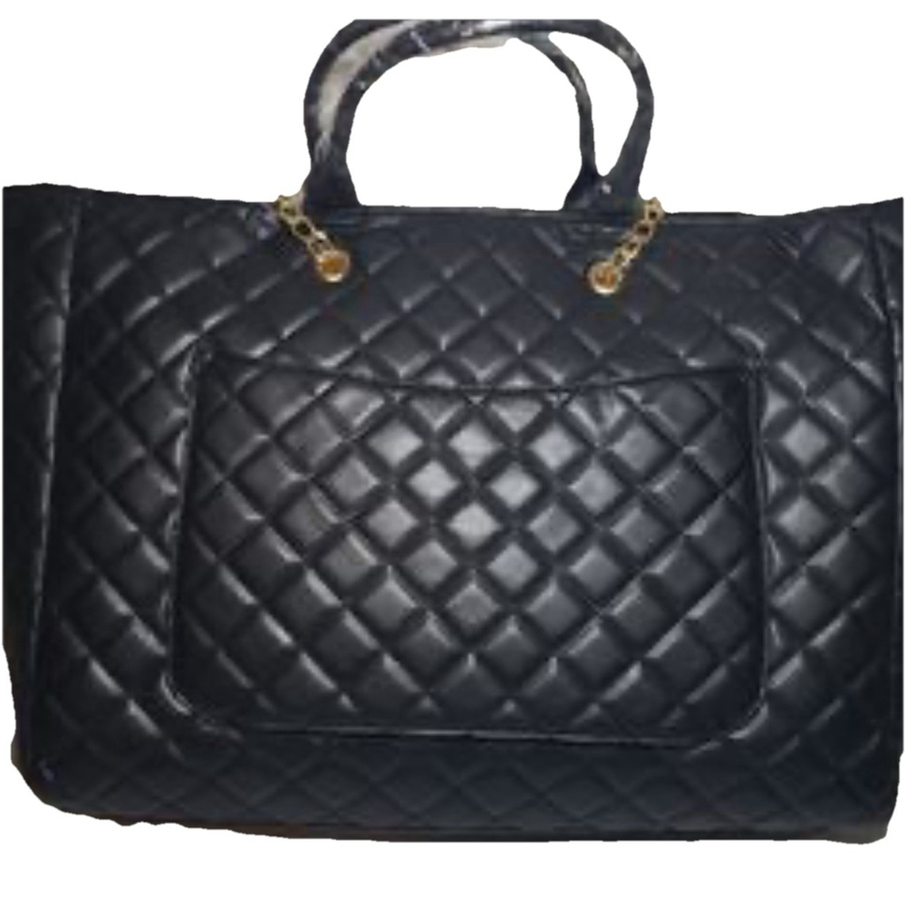 Gilda Paris NWT Black Quilted "G" Logo Quilted Tote MSRP $199 - Picture 5 of 14